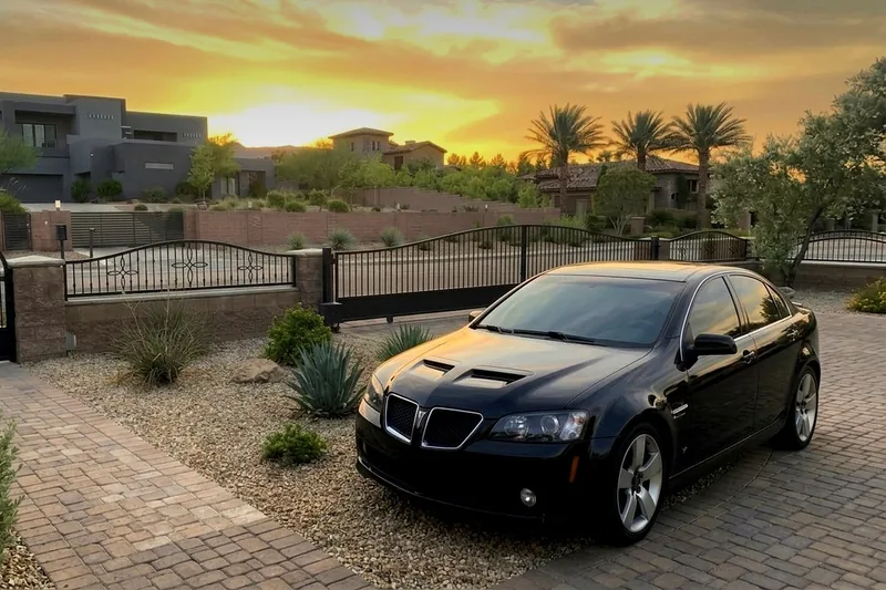 Black Pontiac G8 GT at sunset in Las Vegas
